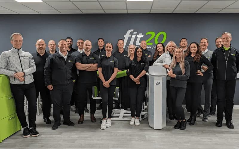 fit20 UK franchisees Niri and Catherine Patel with the team at a studio opening