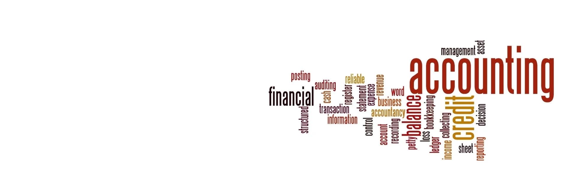 Word cloud featuring accountancy and finance terms including accounting, financial, credit, balance, bookkeeping and auditing, representing accountancy and financial franchise opportunities in the UK.