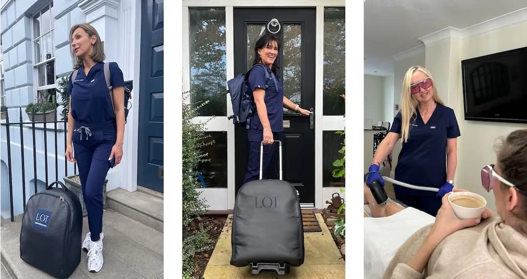 Laser On Tour Franchise practitioner delivering mobile laser treatment at a client's home