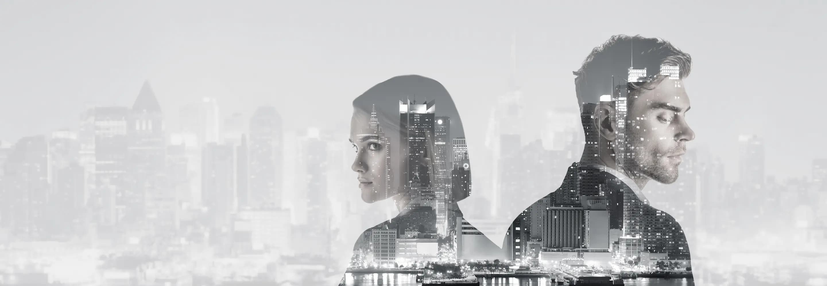 Franchise business opportunities in the UK represented by professionals with a modern city skyline background